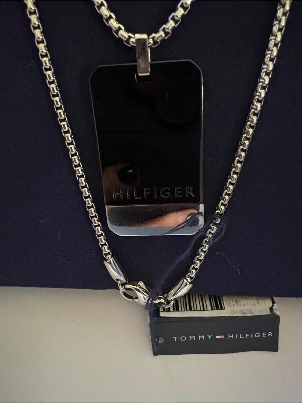 Tommy Hilfiger Double-Layer Stainless Steel Dog Tag Necklace - Black & Silver